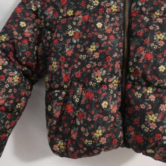 OLD NAVY | small (6-7) | Floral Hooded Quilted Puffer Jacket | Fleece Lined - Picture 7 of 16